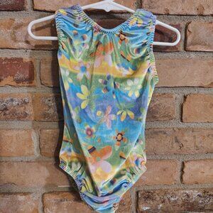 Girls Floral Velvet Dance/Gymnastics Leotard